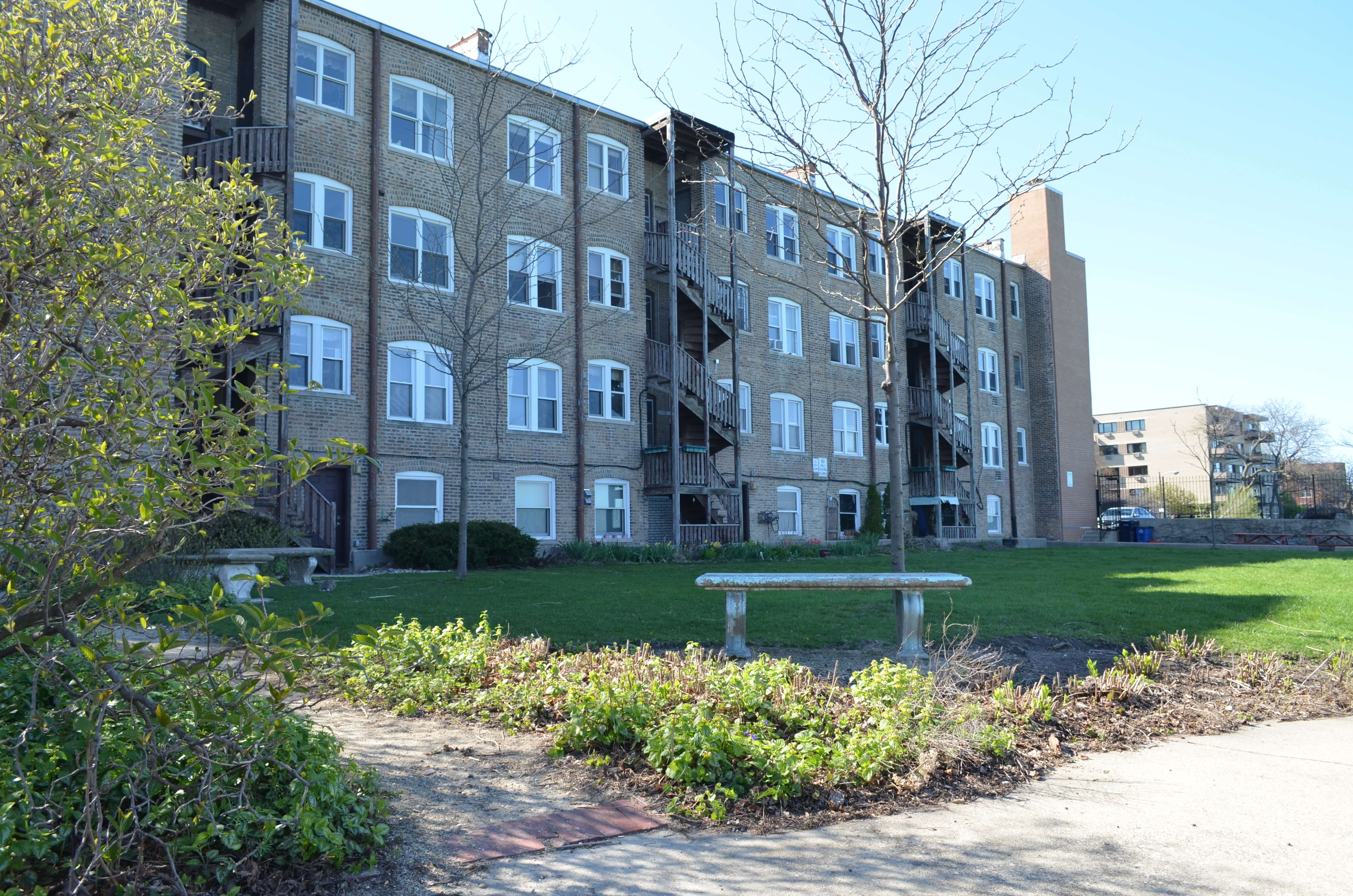 Garden beside the residential buildings